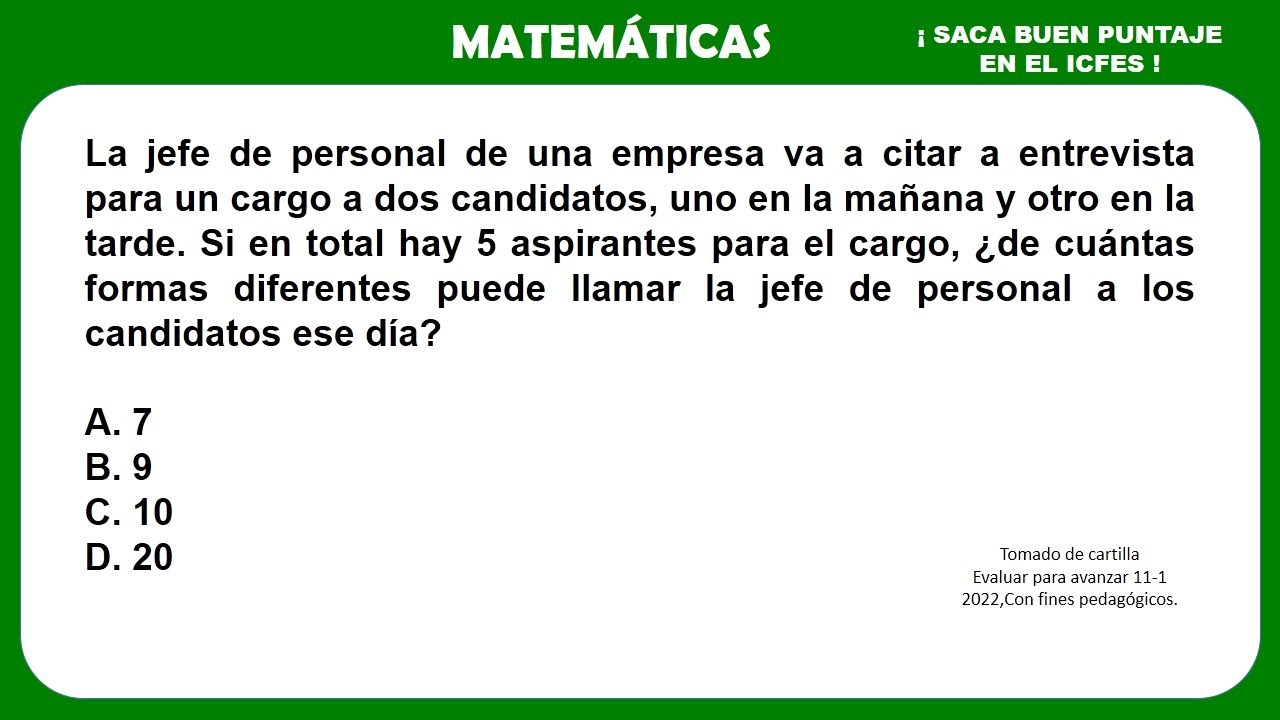 PREGUNTA ICFES, PRINCIPIO MULTIPLICATIVO.