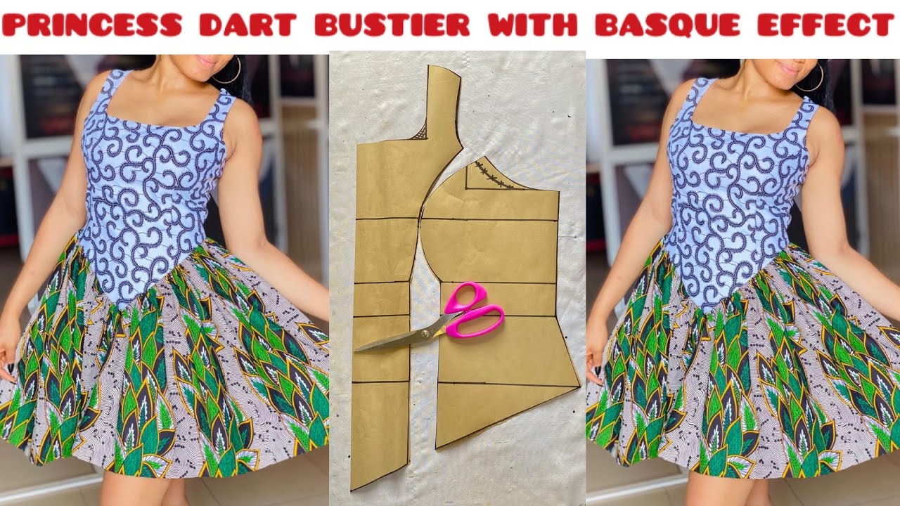 How to cut PRINCESS DART BUSTIER with BASQUE WAISTLINE / Easiest method for beginners