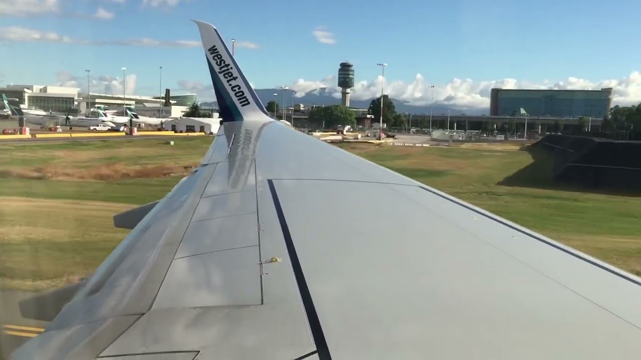 Boeing 737-800 Westjet with captain speaking. Taxing at Vancouver International Airport 2016!!!