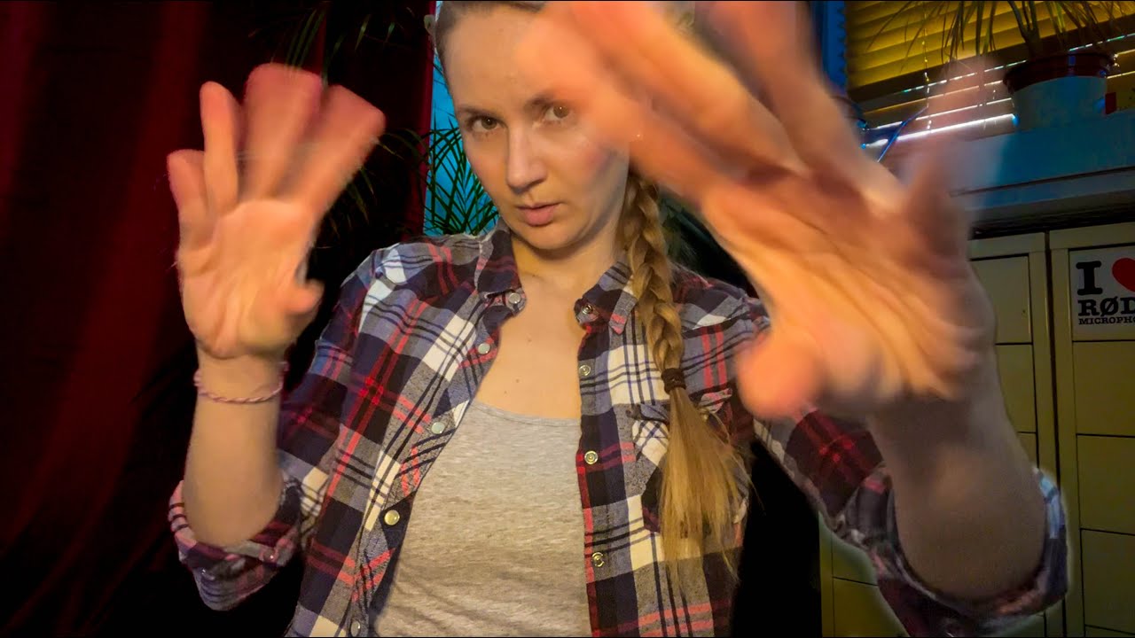AGGRESSIVE close up hand sounds and head moving + touching (asmr)