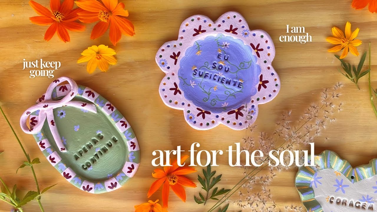 clay & healing: making affirmation wall hangings to calm my mind ✨ art vlog