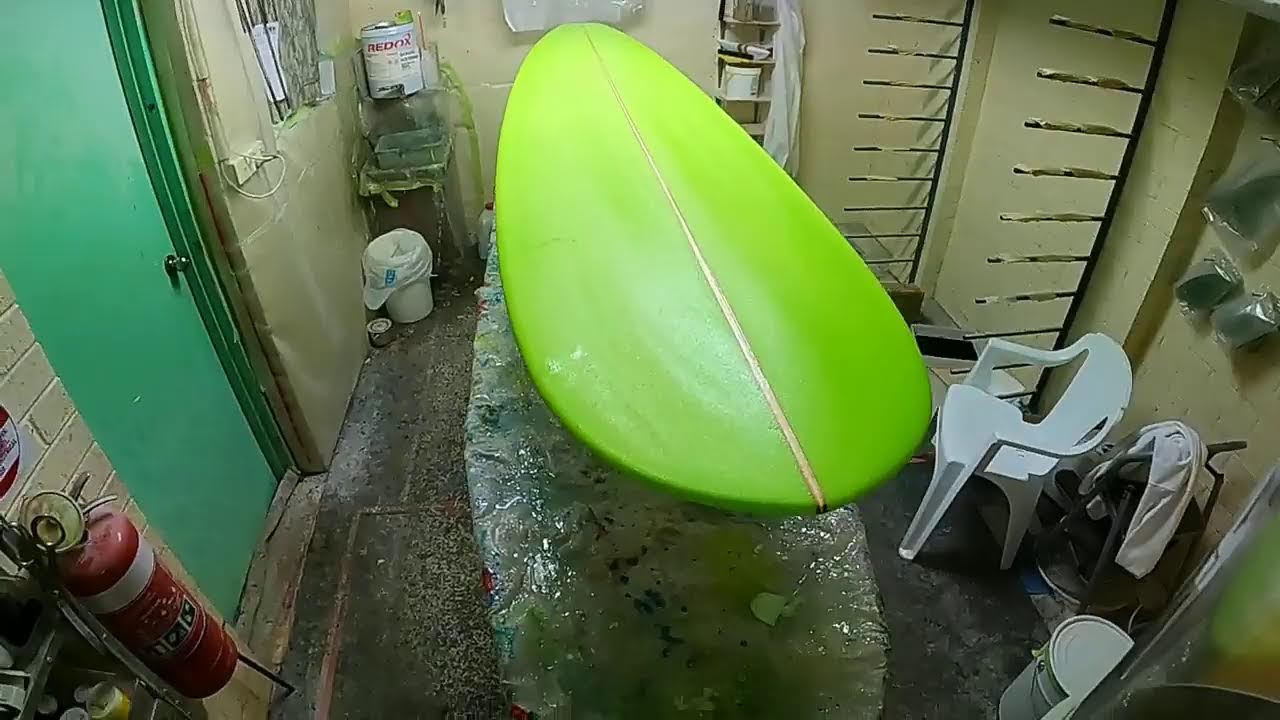 sealing so lap doesnt change colour surfboard shaping glassing sanding spraying fins POV  explained