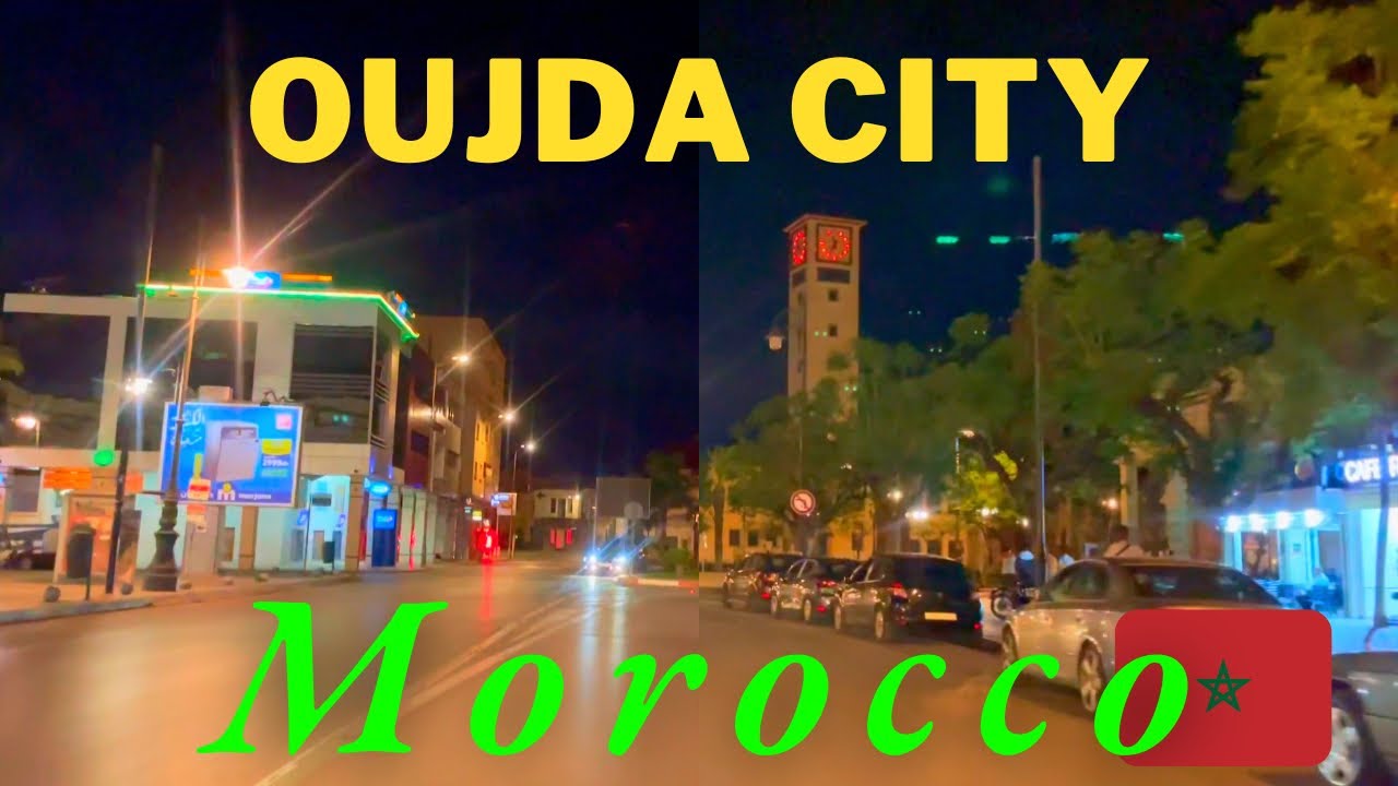 Driving in the streets of Oujda city at night Morocco 2024 | music video person walking