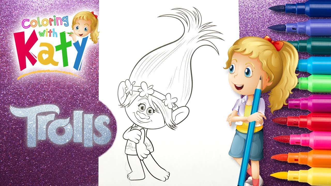 Coloring Trolls Coloring Page | Coloring with Katy (4K) for Kids and Toddlers