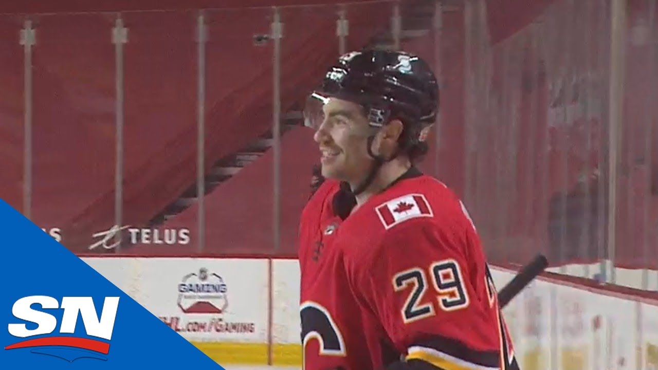 Andrew Mangiapane Finds Dillon Dube In Slot With Slick Pass