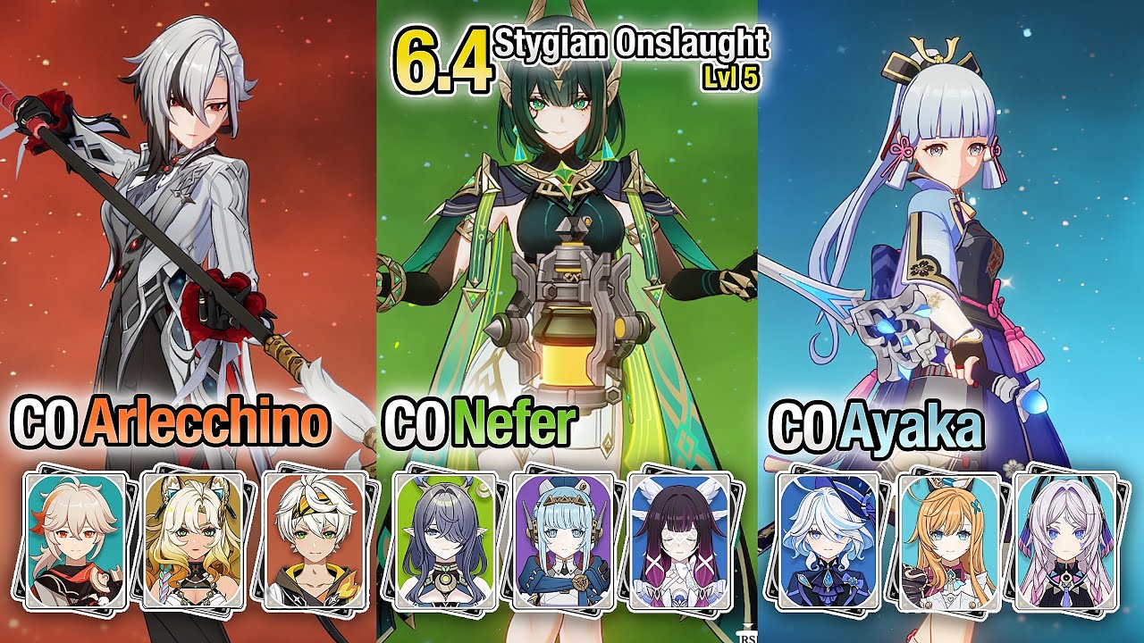 C0 Arlecchino & C0 Nefer & C0 Ayaka | Stygian Onslaught 6.4 Lvl 5 Fearless | Genshin Impact