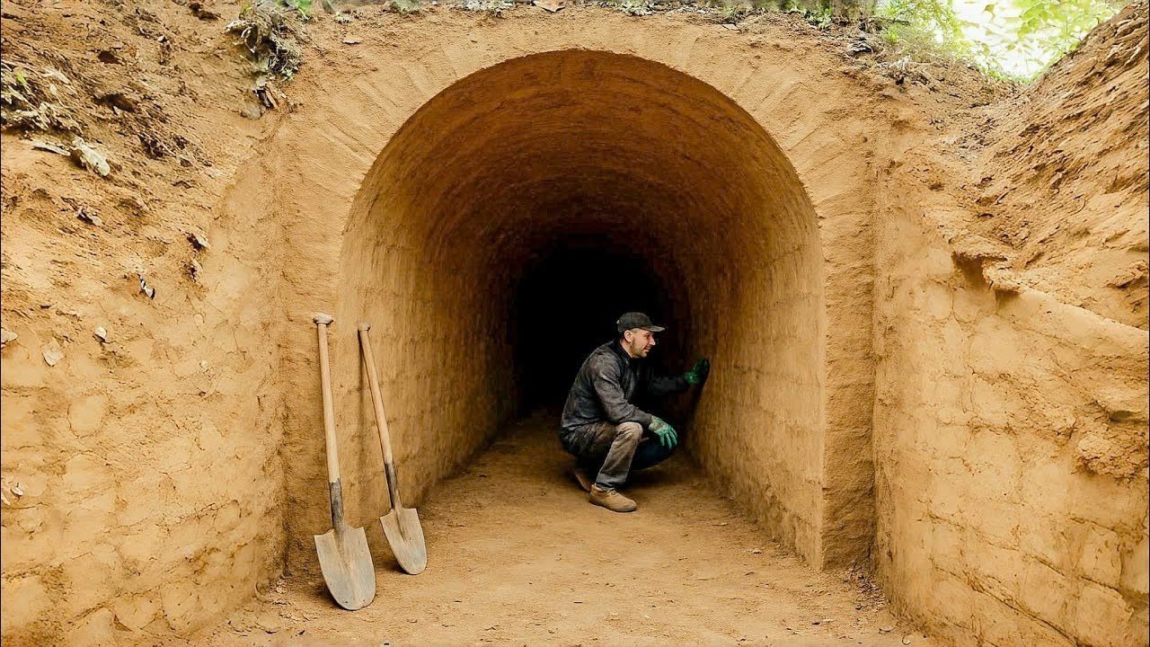 Building Underground & Warm Survival Shelter, Crab Trap, Fireplace, Sawdust Bed Mattress