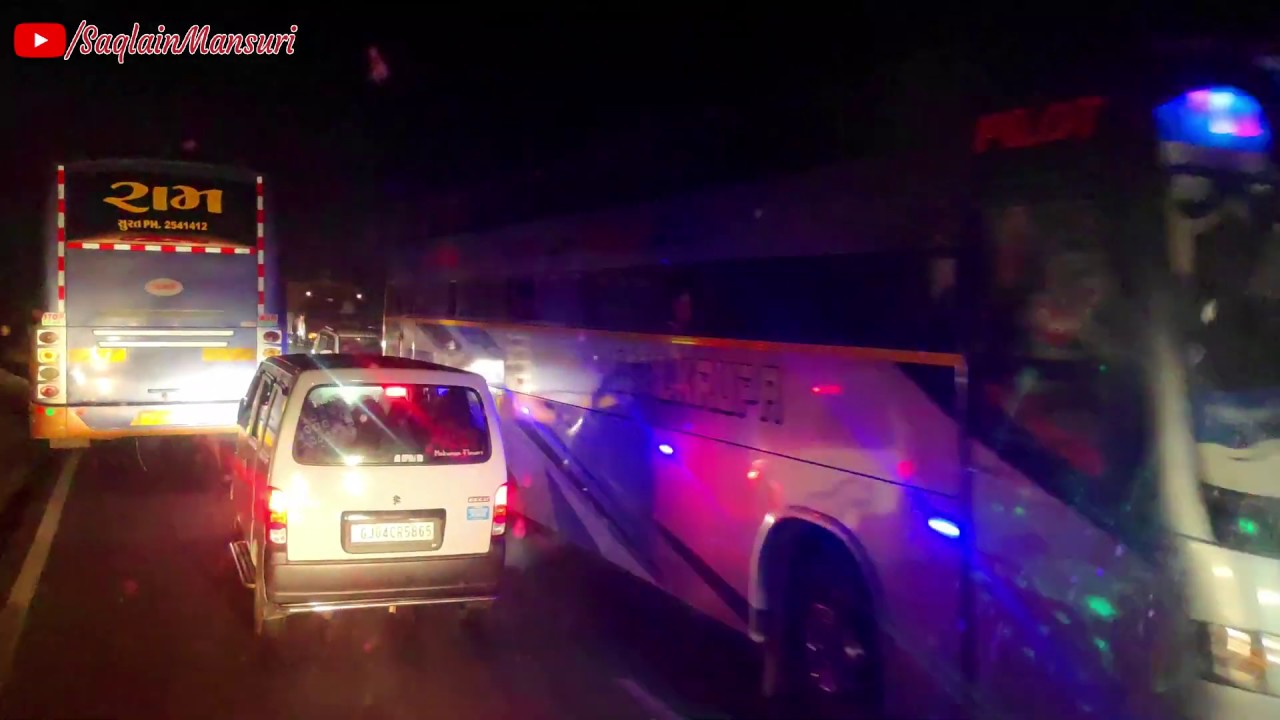 Non Stop Luxury Buses Overtake In Single way High Speed Driving - Video.1