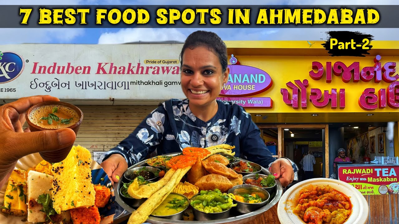 7 BEST Street Foods in Ahmedabad - Part 2 | Dabeli, Rajwadi Chai, Gathiya, Khakhra & Gujrati Thali