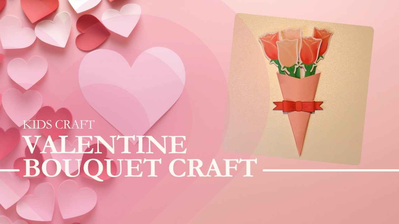 Valentine’s Day Paper Flower Bouquet Craft for Kids | Easy Printable DIY