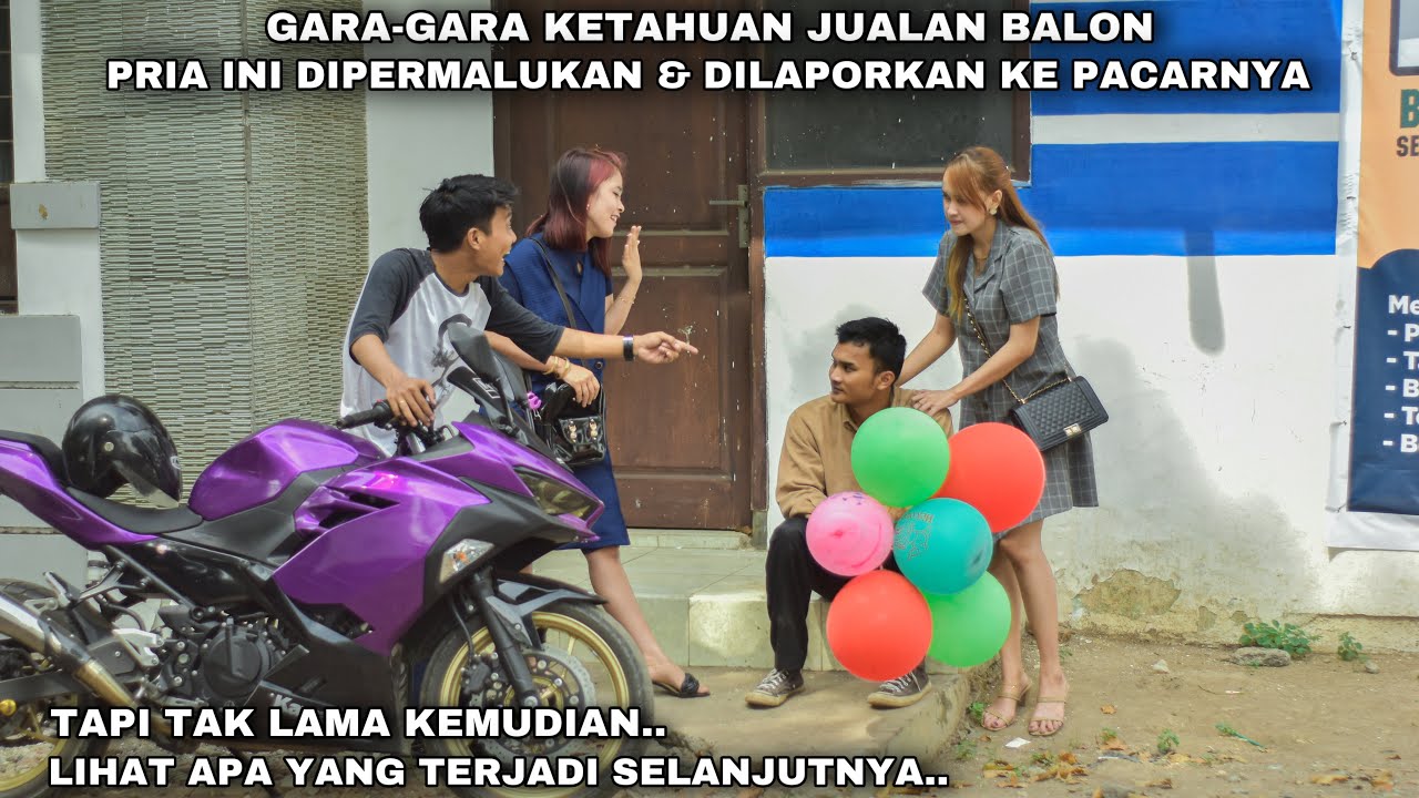 GARA-GARA KETAHUAN JUALAN BALON, PRIA INI DIPERMALUKAN & DILAPORKAN KE PACARNYA OLEH PASANGAN SOK !!