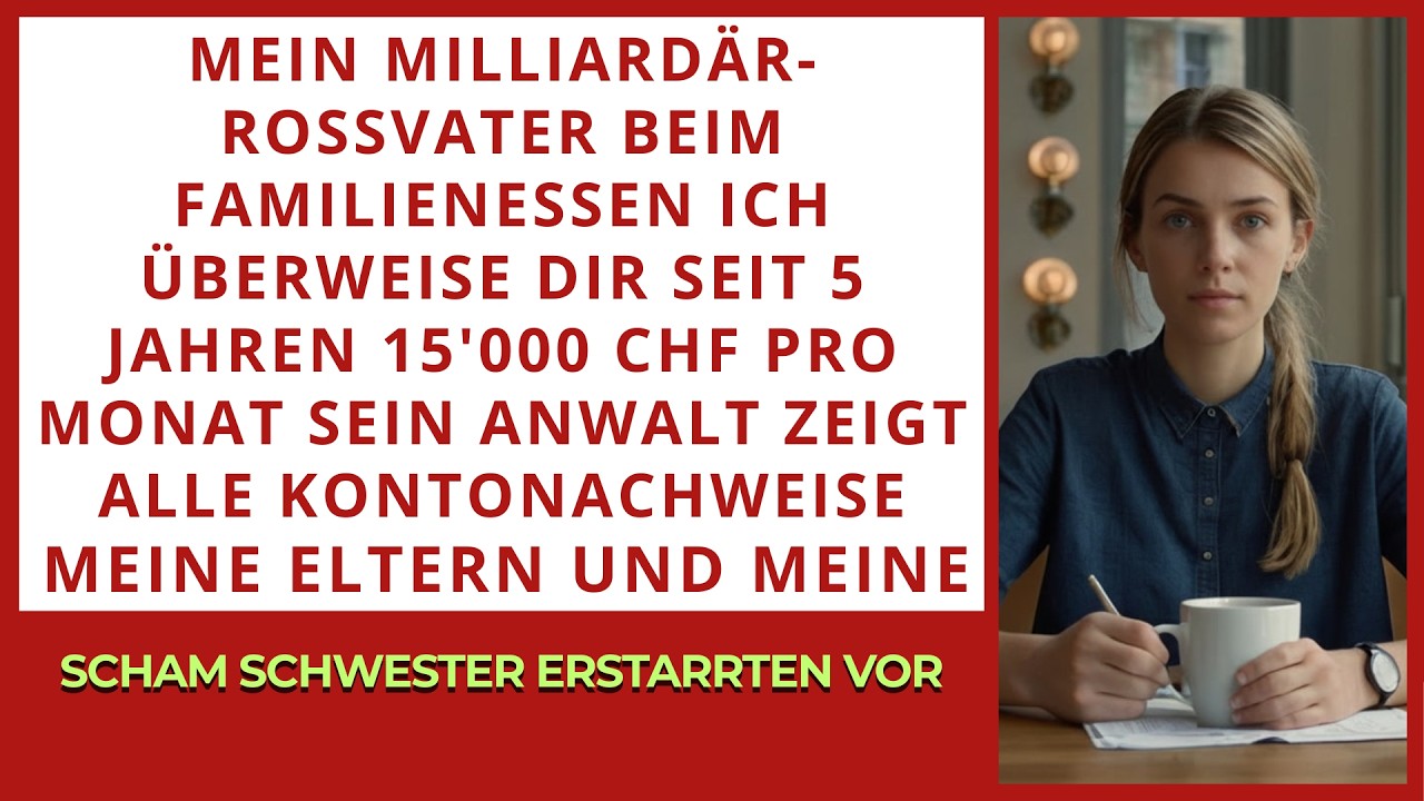 Beim Familienessen sagt mein Milliardär-Grossvater: Ich sende dir 15'000 CHF im Monat