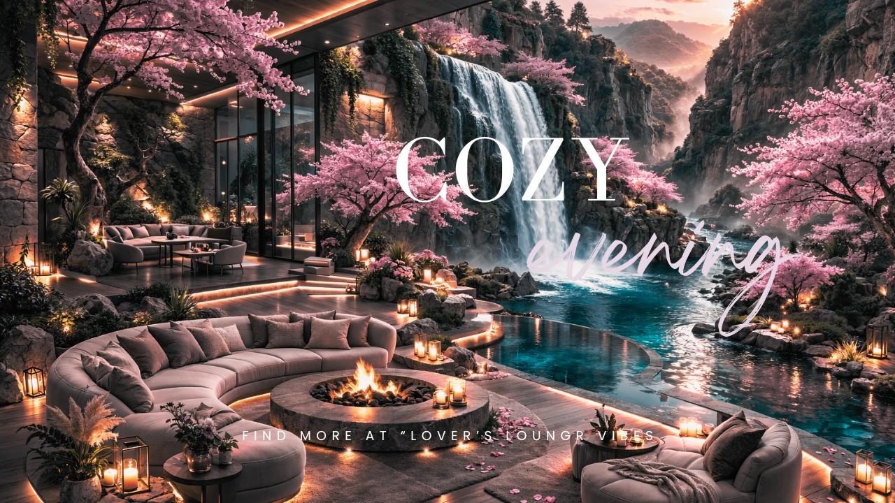 Relaxing Romantic Music for a Cozy Evening | Waterfalls & Almond Blossoms