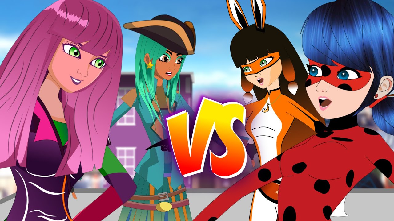 Miraculous vs Descendientes - BATALLAS DE RAP ANIMADAS (LadyBug y Volpina vs Mal y Uma)