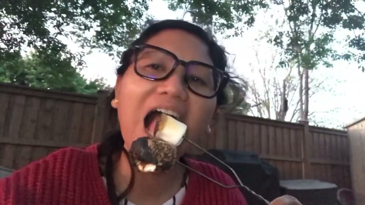 A relaxing night sa backyard with fire pit on.