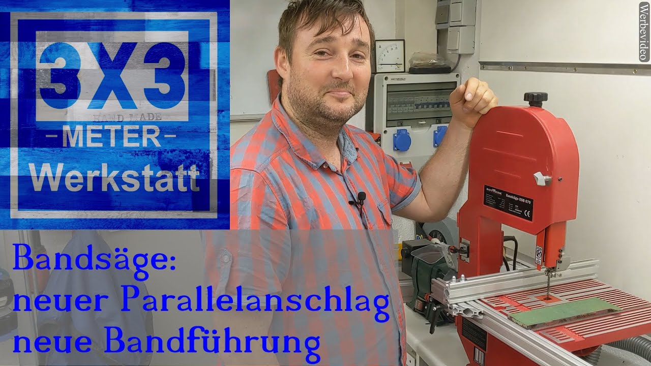 Bandsäge verbessern 2/2, mehr Präzision, Anschlag und Bandführung nachbessern.