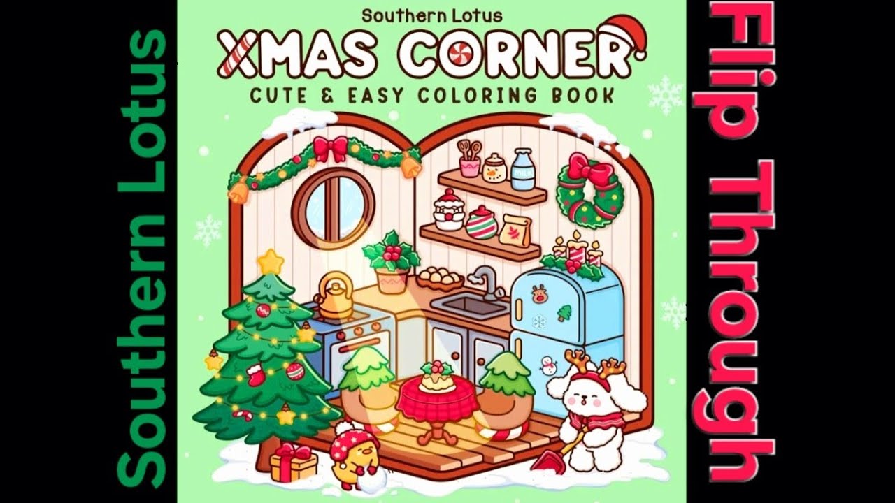 Christmas Corner Coloring Book for Adults by Southern Lotus Flip Through