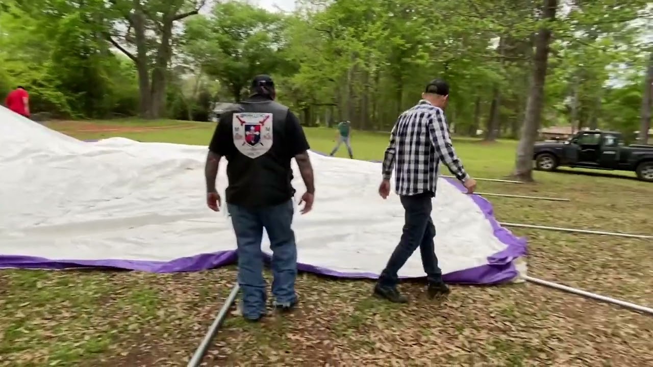Setting up the Revival Tent
