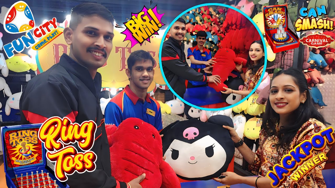 Funcity Arcade Ring Toss And Can Smash Carnival Game Big Win Jackpot