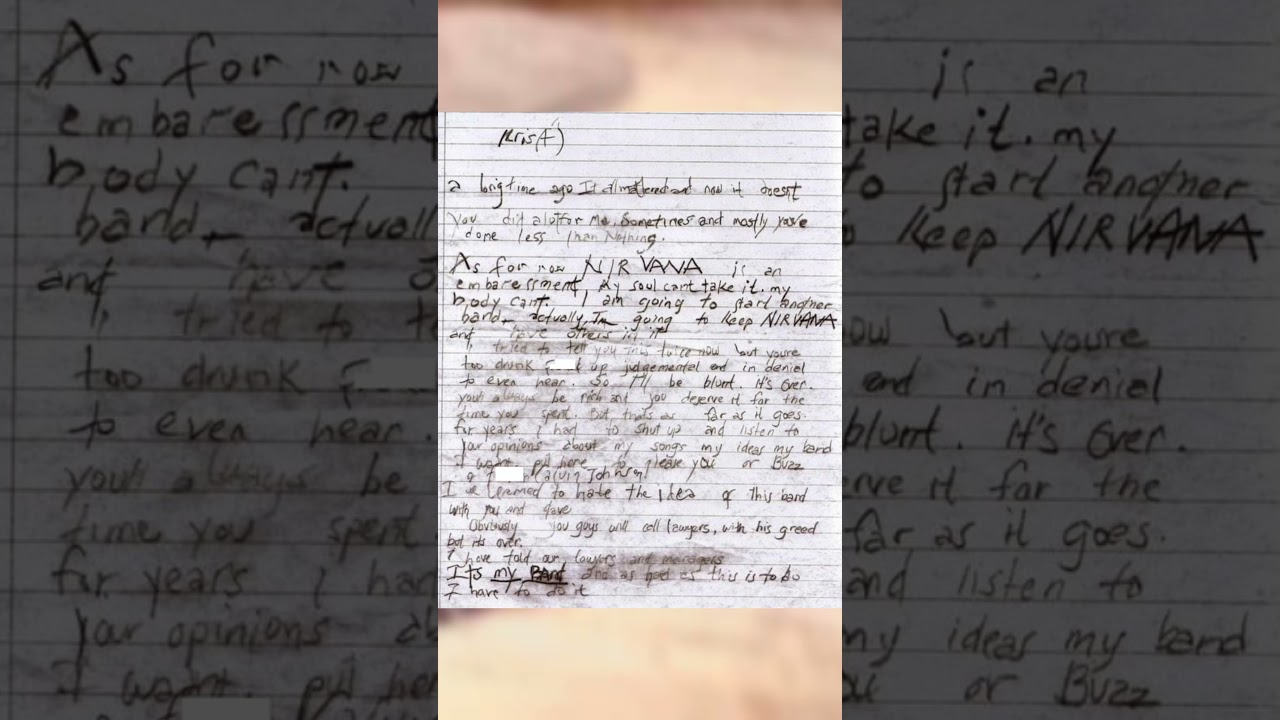 SHOCKING LETTER From Kurt Cobain To Krist Novoselic!