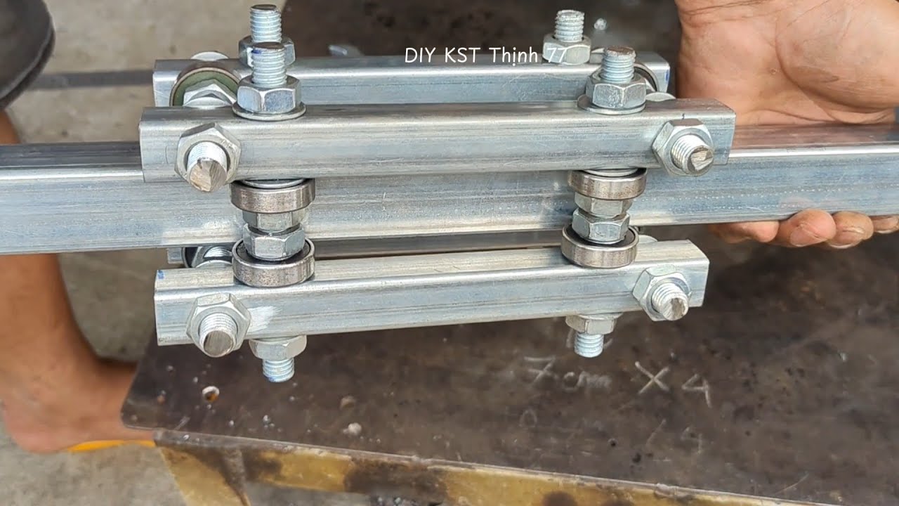 Cách tạo một bộ ray trượt hoàn toàn từ sắt hộp và vòng bi 6061 ty ren 12mm