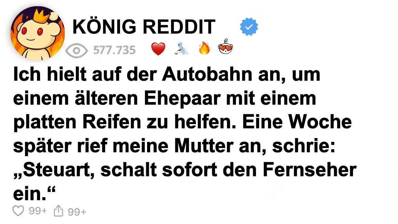 [GANZE FOLGE] Ich hielt auf der Autobahn an, um einem älteren Ehepaar mit einem...