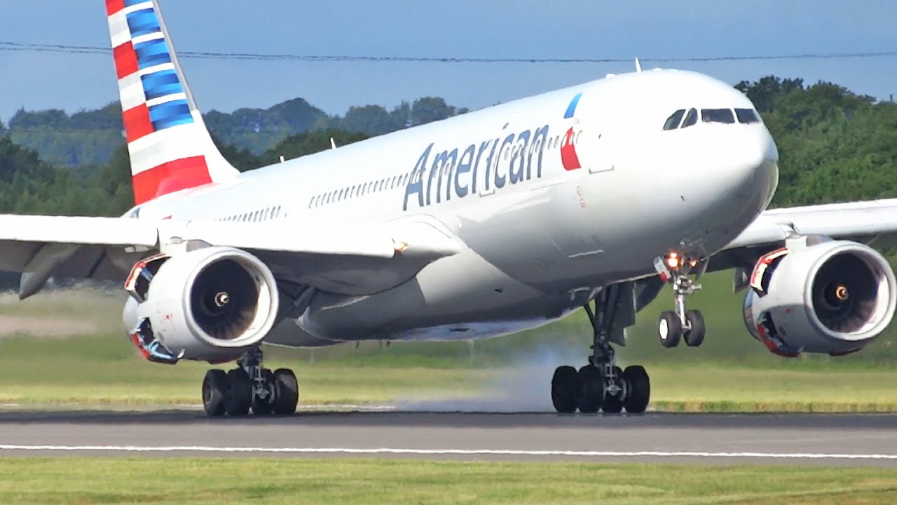 Plane Spotting at Manchester Airport - Runway 05R Close Up Arrivals