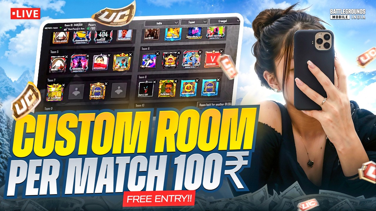#join💜FREE UNLIMITED CUSTOM ROOM ID WWCD PRIZE RS 100😱 RUSH GAMEPLAY#custom#customroom#bgmilive