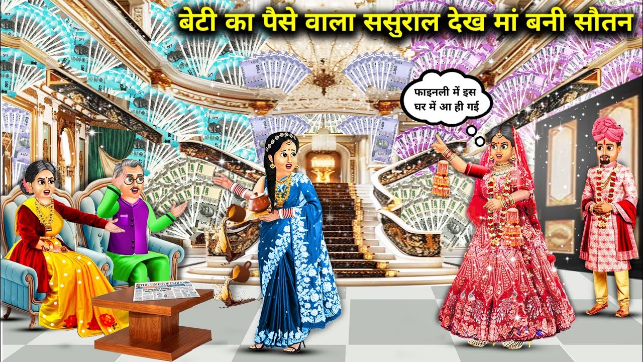 बेटी का पैसा वाला ससुराल देख मां बनी सौतन || Hindi cartoon stories || Seeing her daughter's rich in.