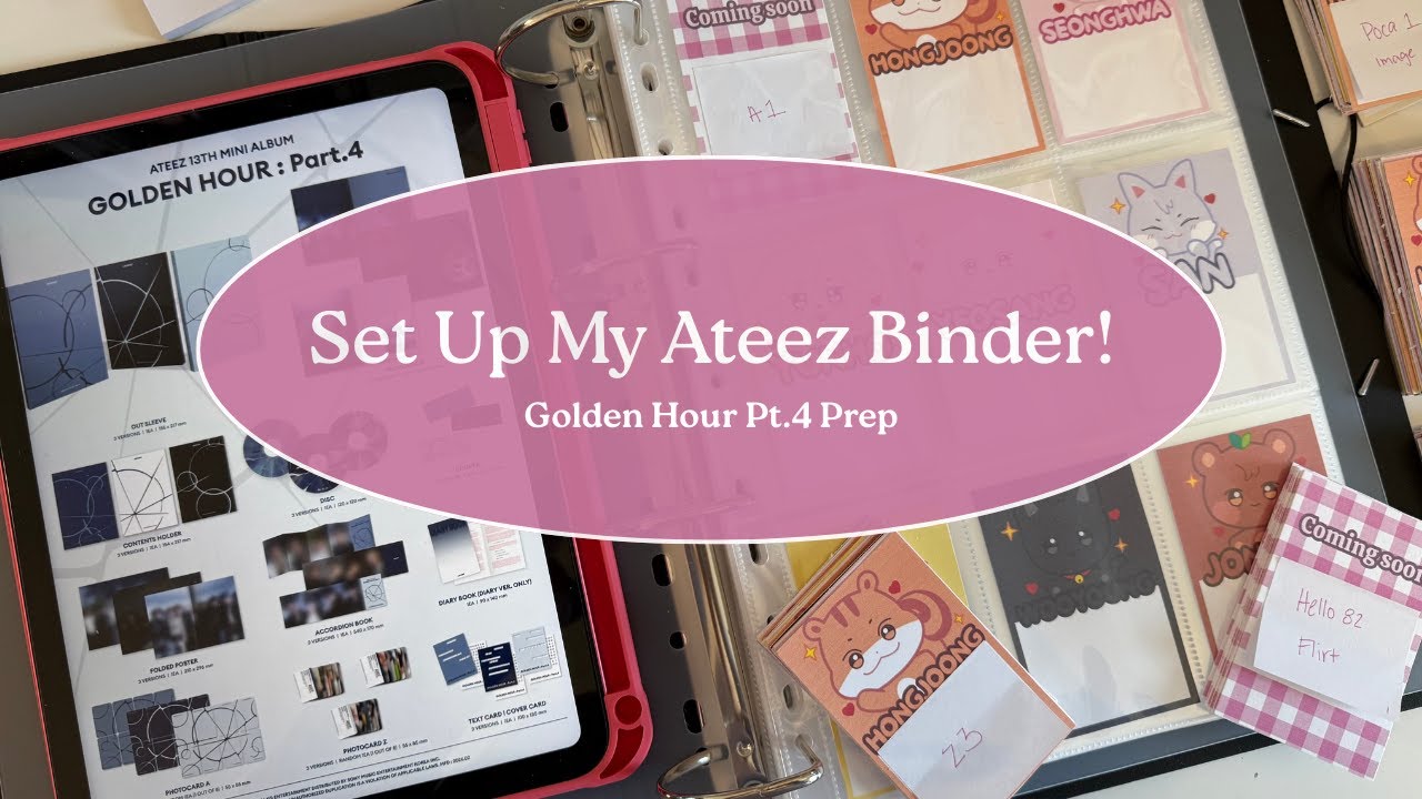 Set up my new Ateez binder with me! 💗 Golden Hour Pt 4 Prep 💗