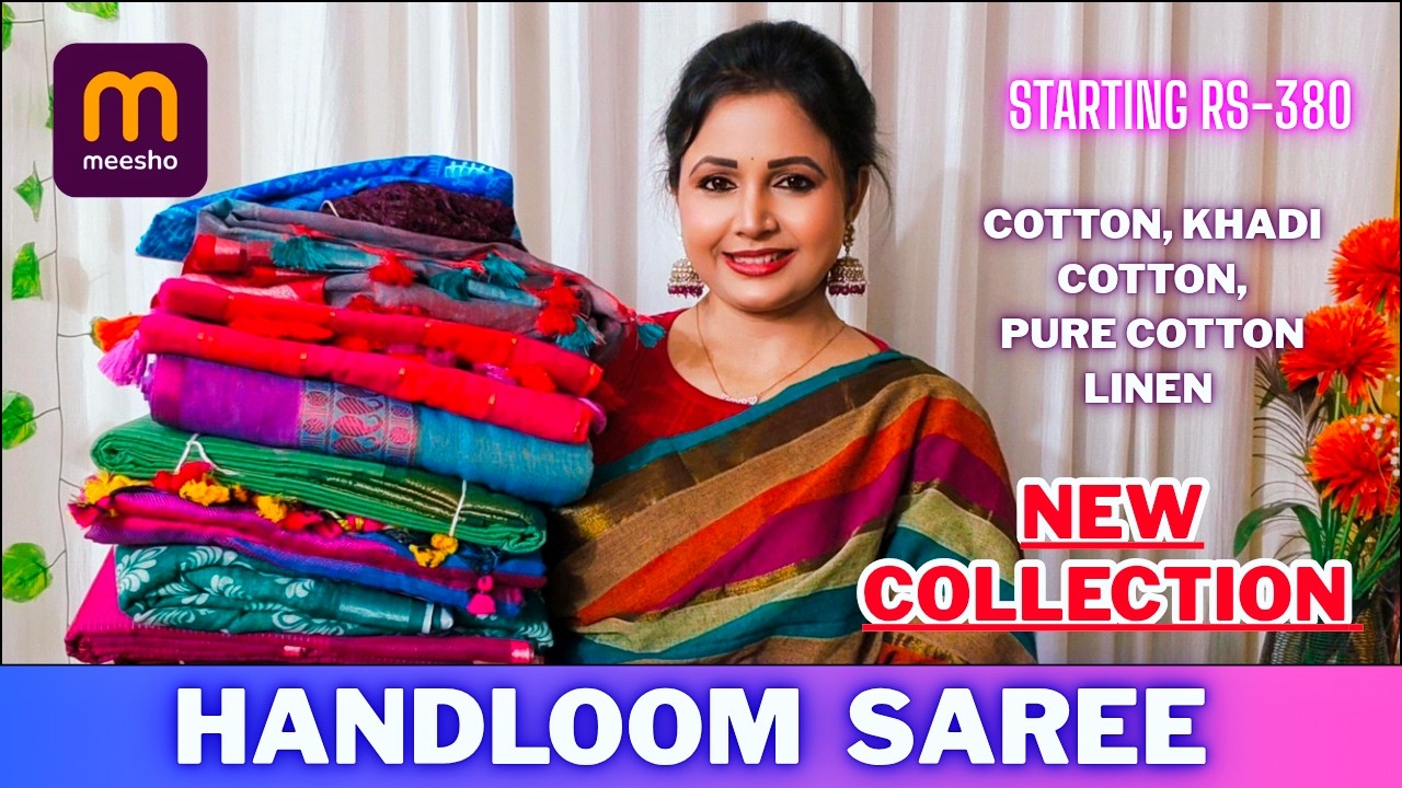 Handloom Cotton saree Haul | MEESHO SAREE HAUL |  Office wear & Daily wear saree Haul