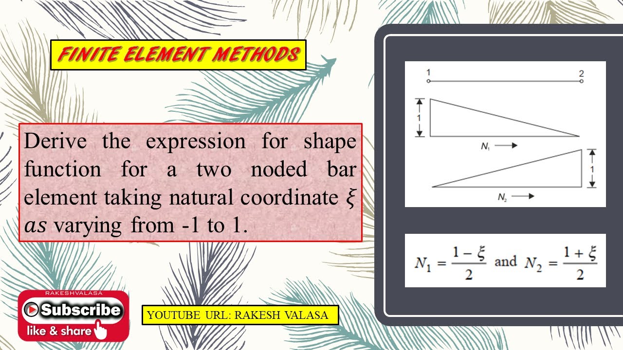 shape function for a two noded bar element taking natural coordinate