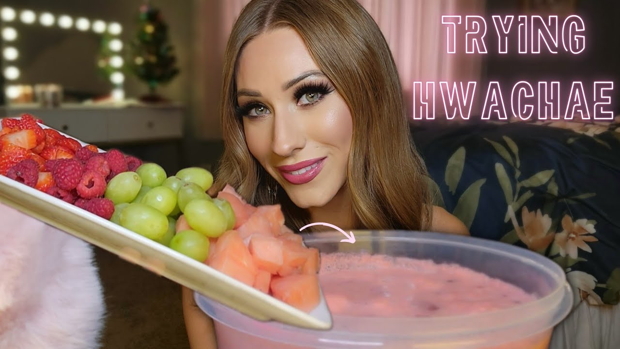 ASMR | 11th *Twelve Days Of Mukbang* Trying Hwachae Korean Fruit Bowl!! 🥣🍓🍍🍇