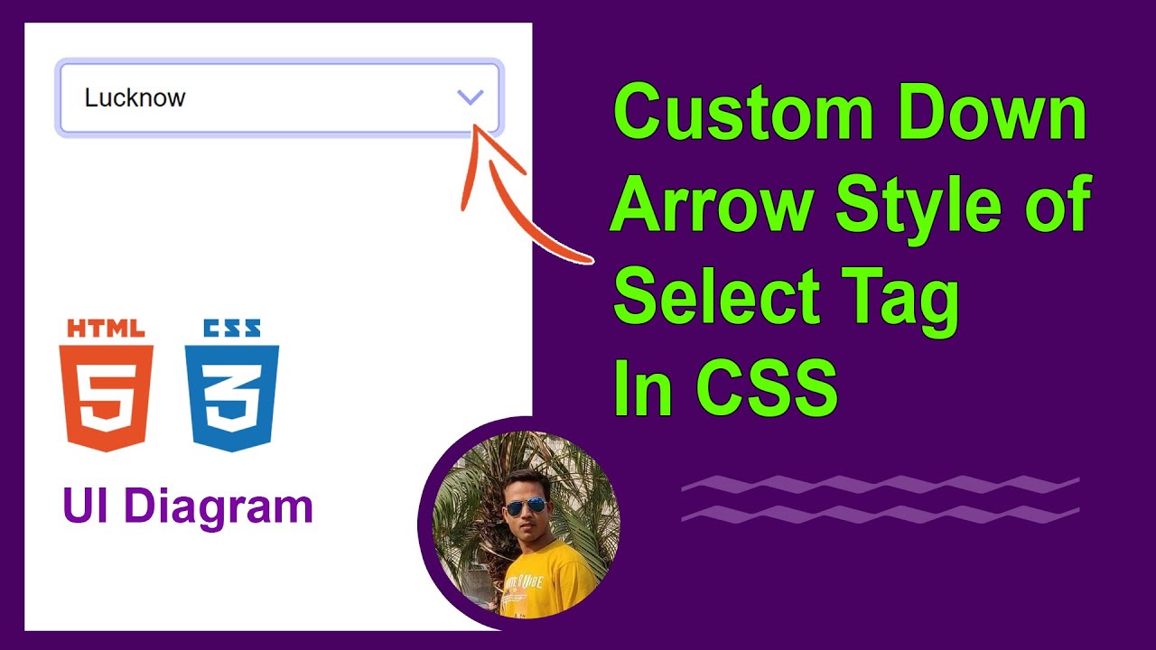 Custom Down Arrow Style Of Select Tag In CSS | HTML | Dropdown Caret Style