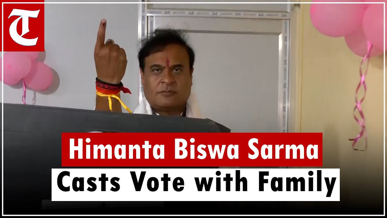 Assam CM Himanta Biswa Sarma Casts Vote with Family in Jalukbari for Assembly Elections 2026