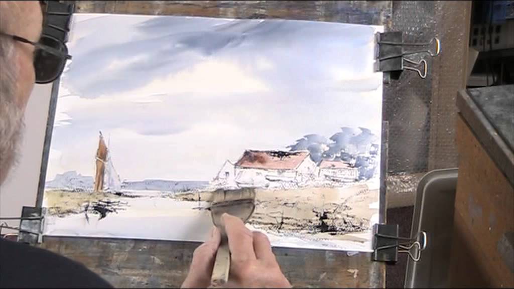 Line and Wash Coastal Scene