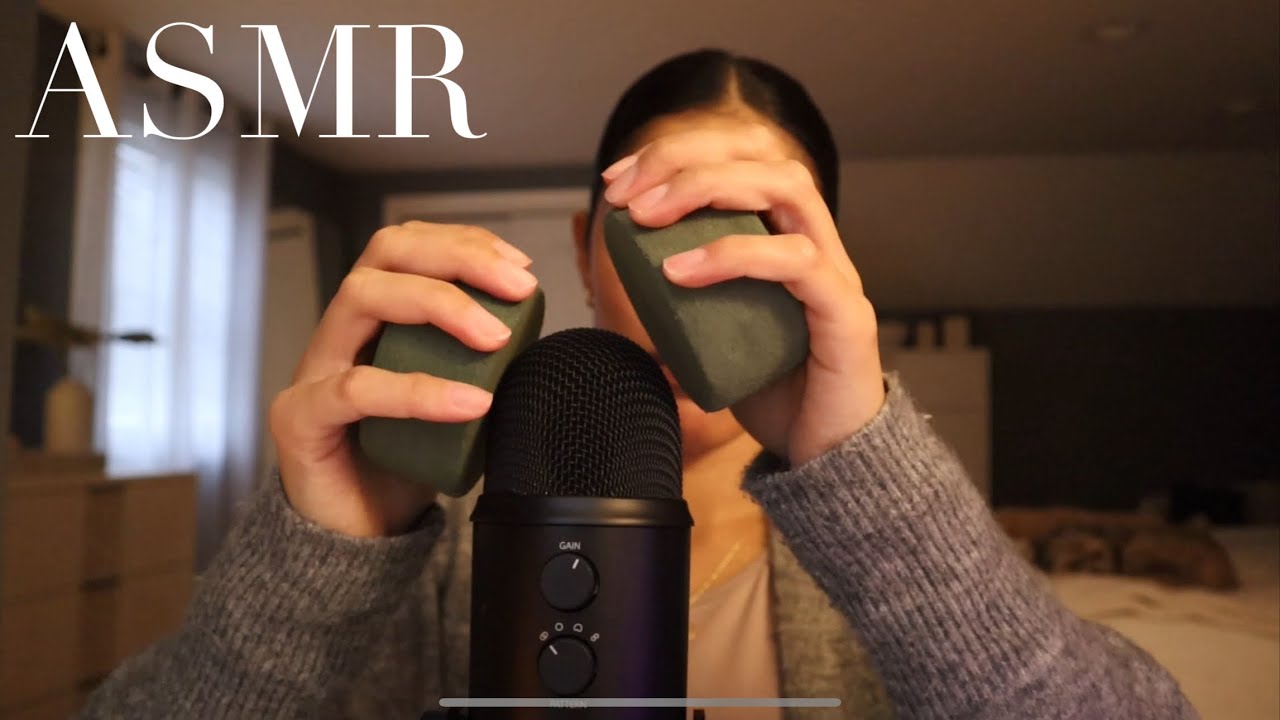 ASMR floral foam sounds with crafts tools