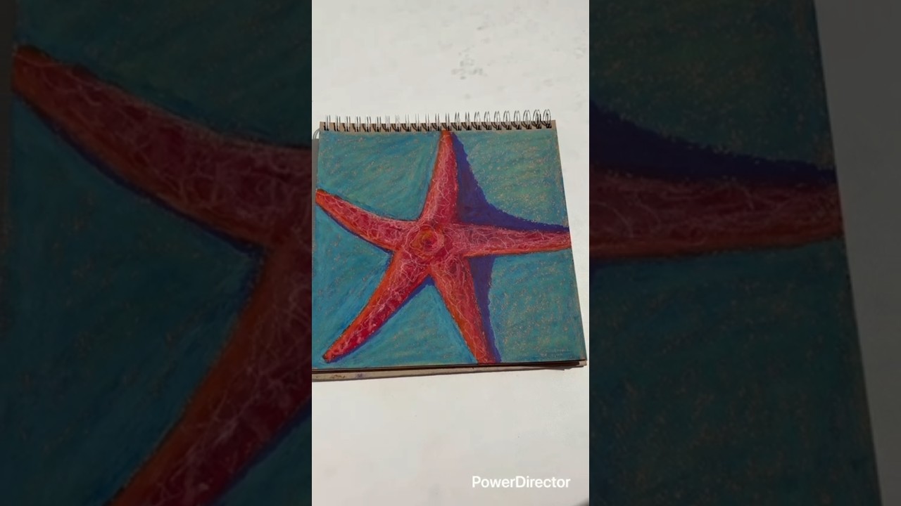 Морская звезда масляной пастелью 