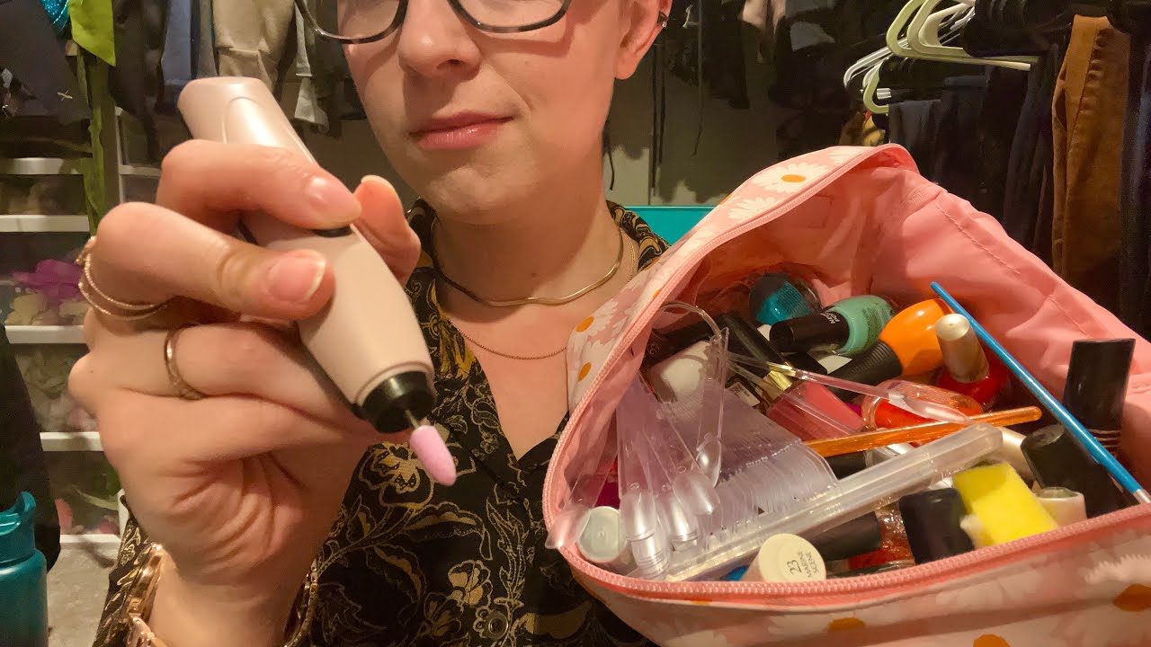 ASMR Doing Your Nails | BFF Makeover Pt 2 (rummaging, brushing, filing, clipping)