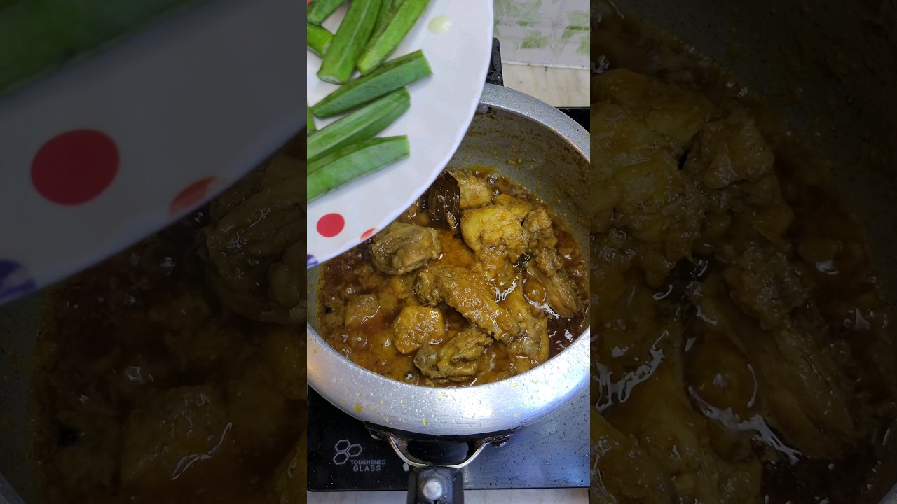 Bhindi Chicken Masala😛😋 #youtubeshorts #shorts #bhindi #chicken