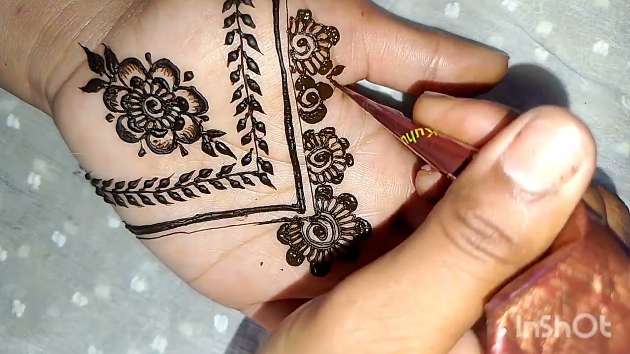 Easy mehandi design front hand beautiful mehandi design 