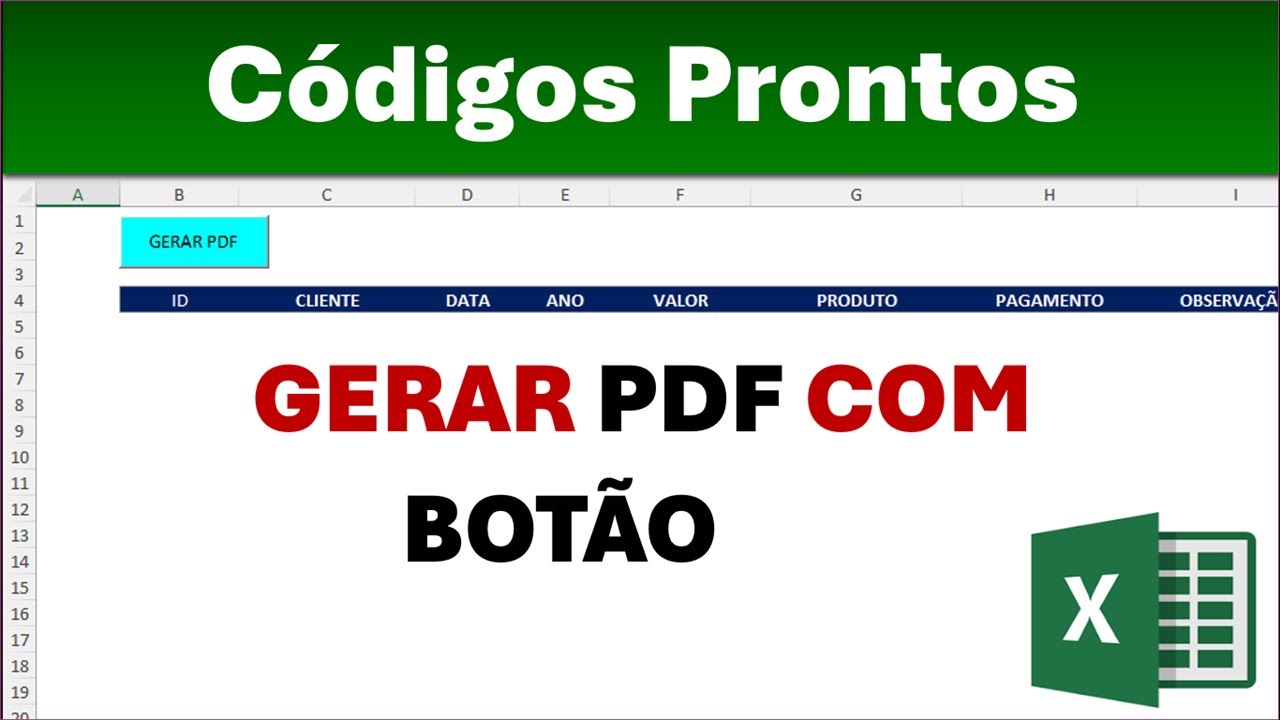 Macro Excel para Gerar Documento PDF com Botão | CÓDIGOS VBA PRONTOS