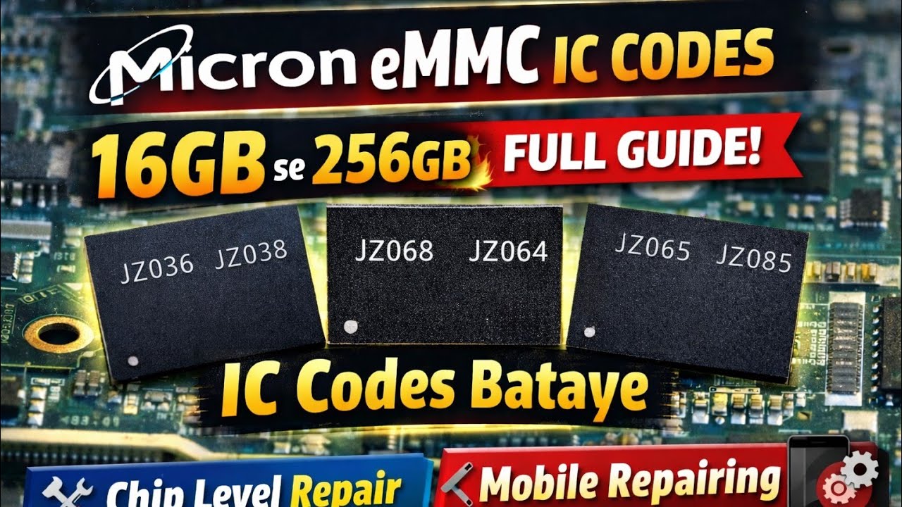 Micron eMMC IC Codes Full Guide 🔥 16GB se 256GB | Mobile Repairing Course