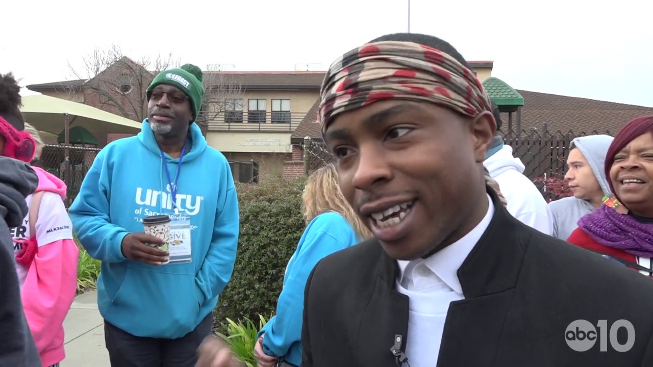Stevante Clark, brother of Stephon Clark, speaks at march on MLK Day