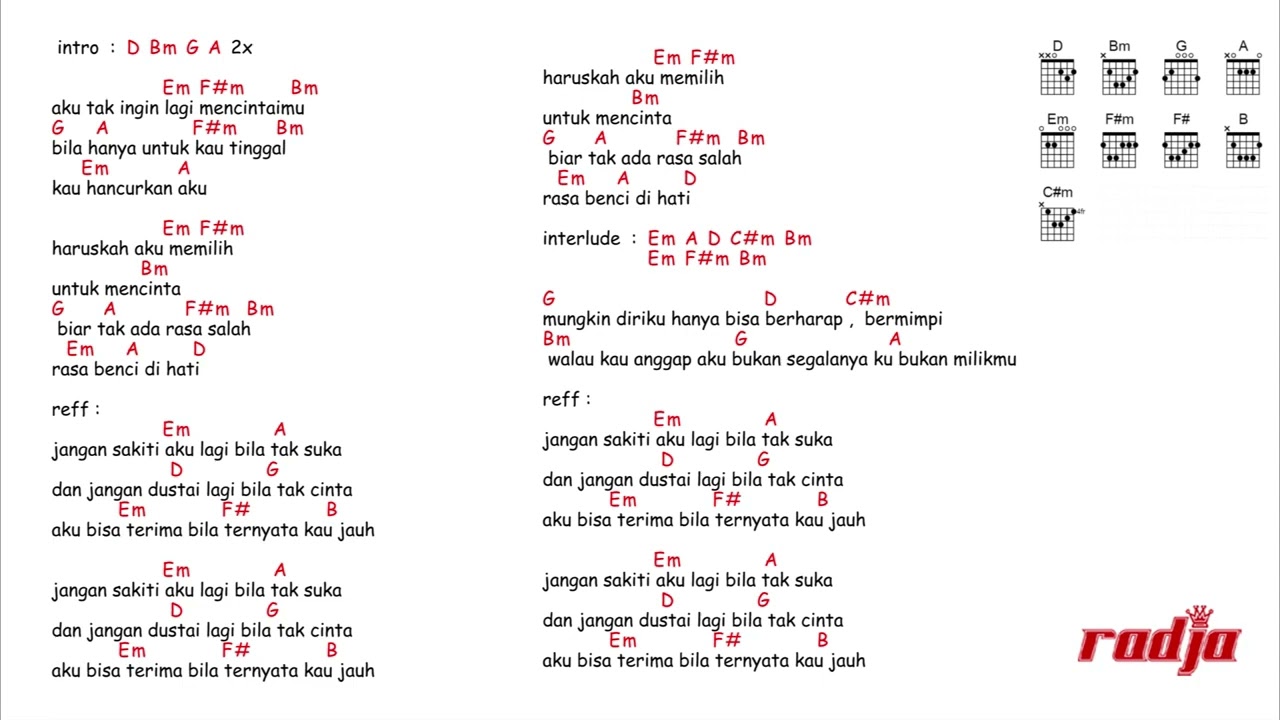 kunci gitar & lirik lagu | Radja - jangan sakiti aku