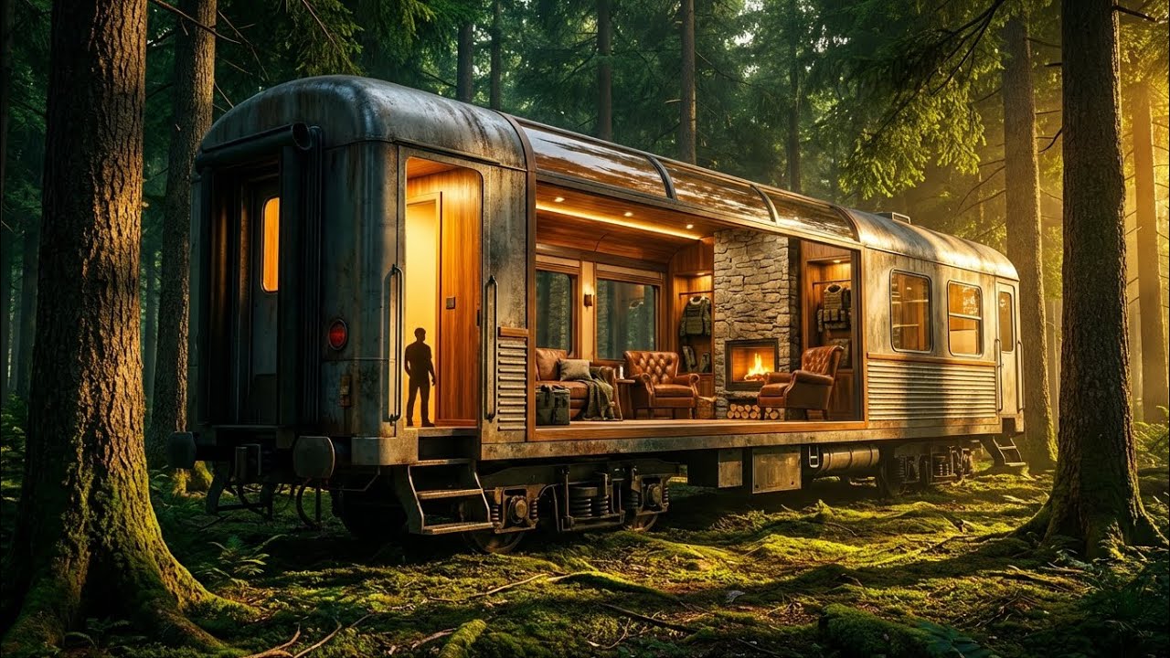 I Turned an Abandoned Train Into a SECRET Luxury Forest House (Silent ASMR)