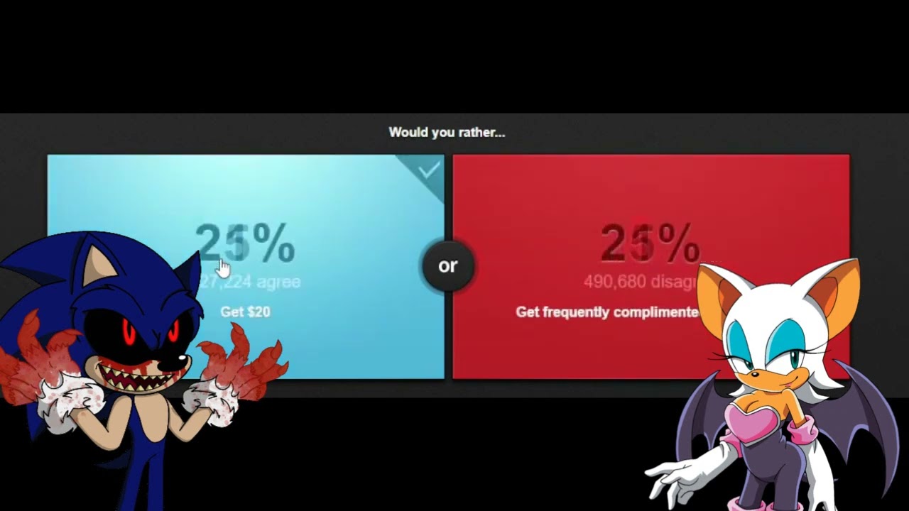 REMATCH TIME!! Rouge vs Sonic.exe (Round 2) - Would You Rather?