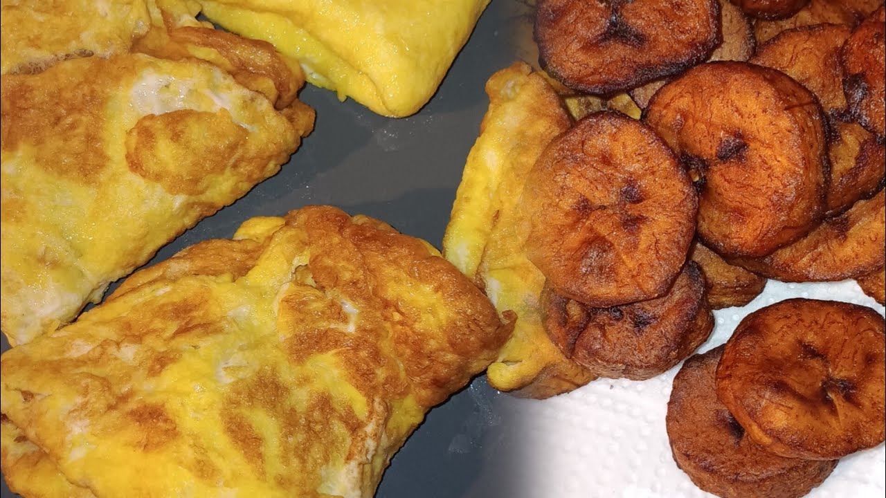 Plantain and eggs for breakfast served with delicious tea.#how 