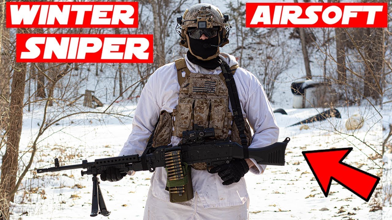 Играем в страйкбол на снегу! - M240 Bravo AEG Зимний геймплей!