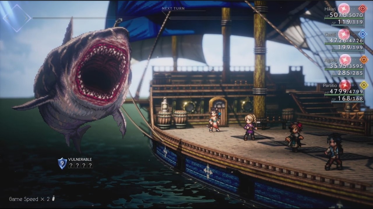 OCTOPATH TRAVELER II - Battle-Worn Shark Boss Fight (in Sundering Sea)